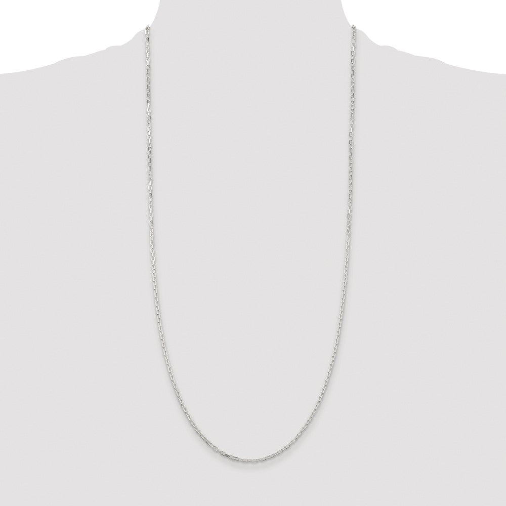 Sterling Silver Rhodium-plated 2.2mm Diamond-cut Long Link Cable Chain