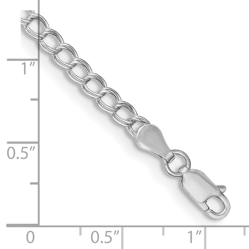 Sterling Silver 3.5mm Solid Double Link Charm Bracelet 6 inches