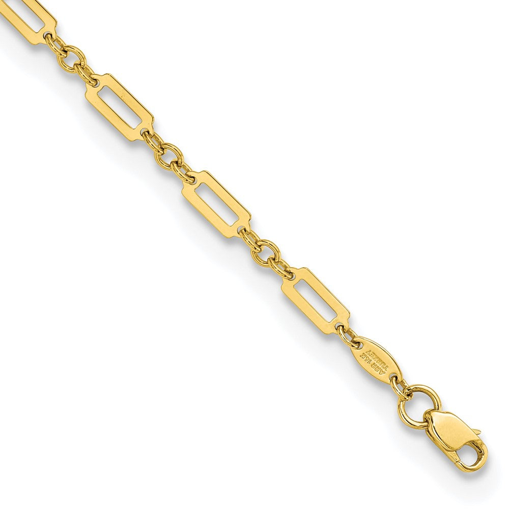 14K Polished Fancy Rectangle Link 7.5in Bracelet 7.5 inches