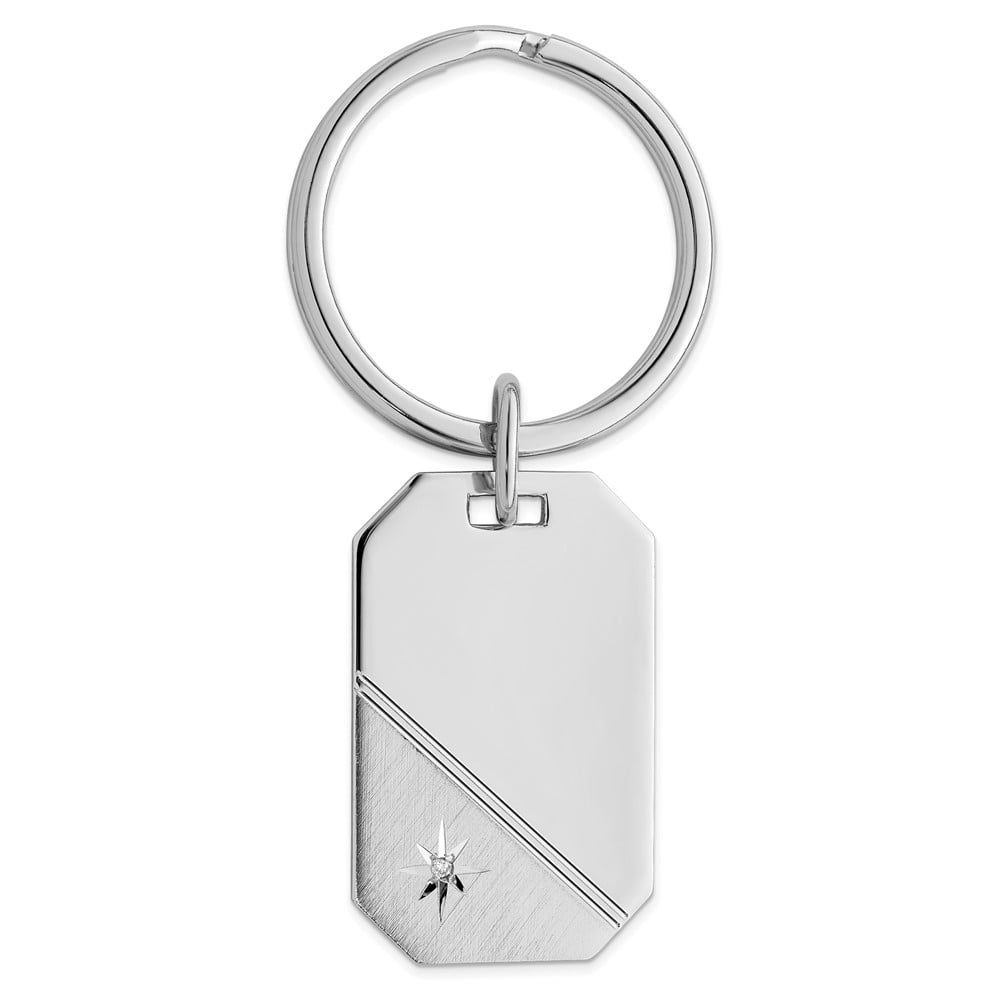 Rhodium-plated Kelly Waters Star Cut .001ct. Diamond Key Ring QGL8689