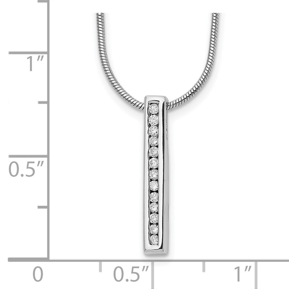 14k White Gold 1/8 carat Lab Grown Diamond VS/SI+ G+ 18 inch Vertical Bar Pendant Necklace