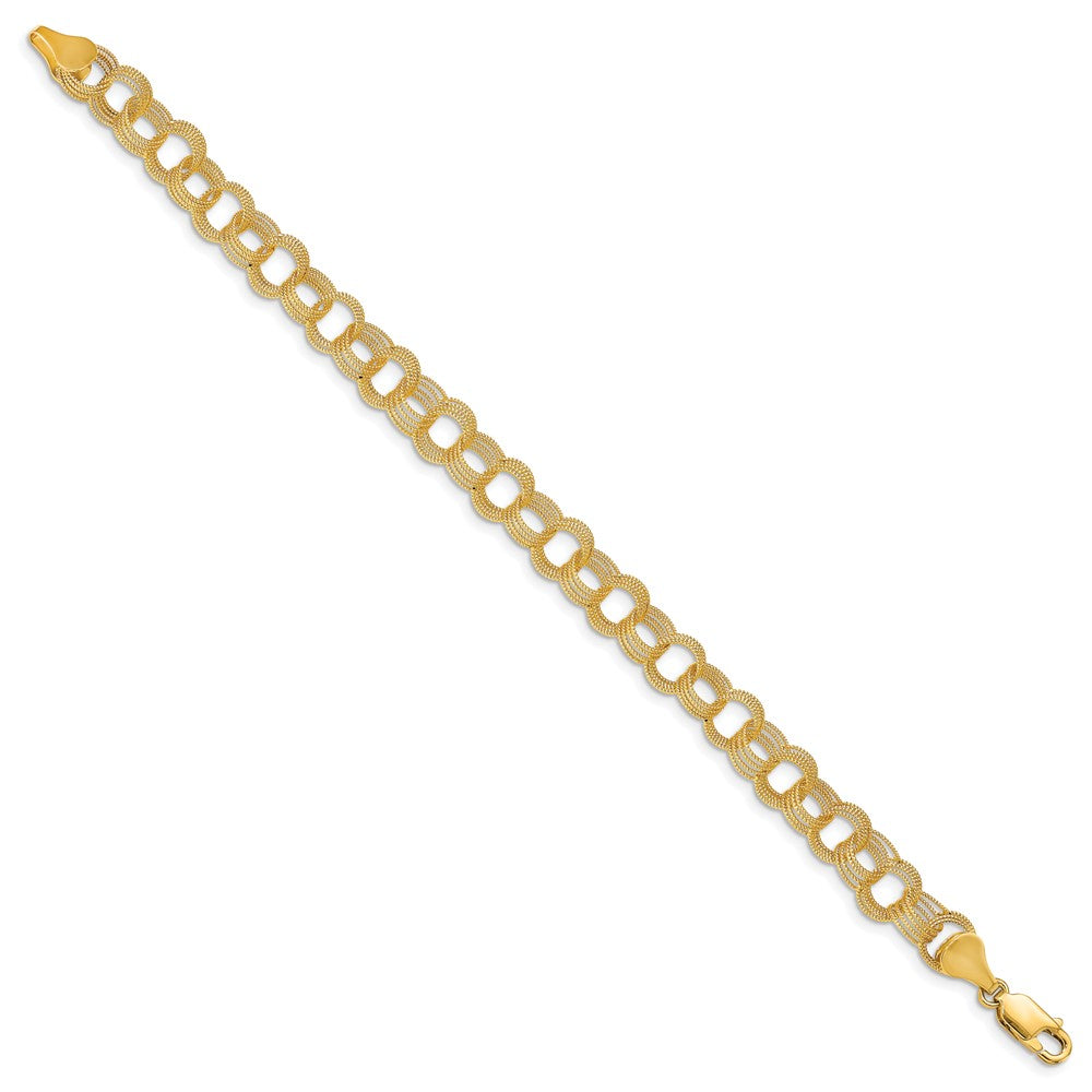 10k Solid Triple Link Charm Bracelet
