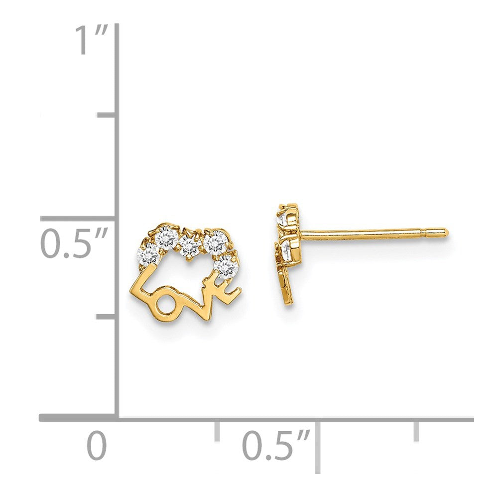 14k Madi K CZ LOVE Post Earrings