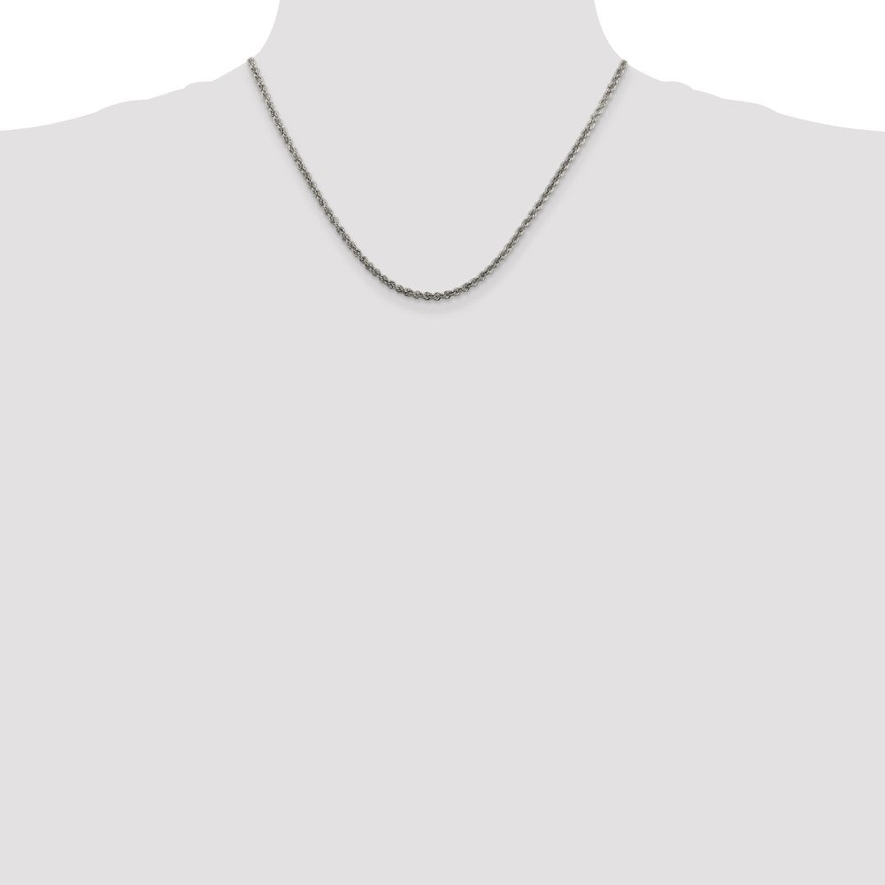 Sterling Silver 2.5mm Solid Rope Chain 18 Inches