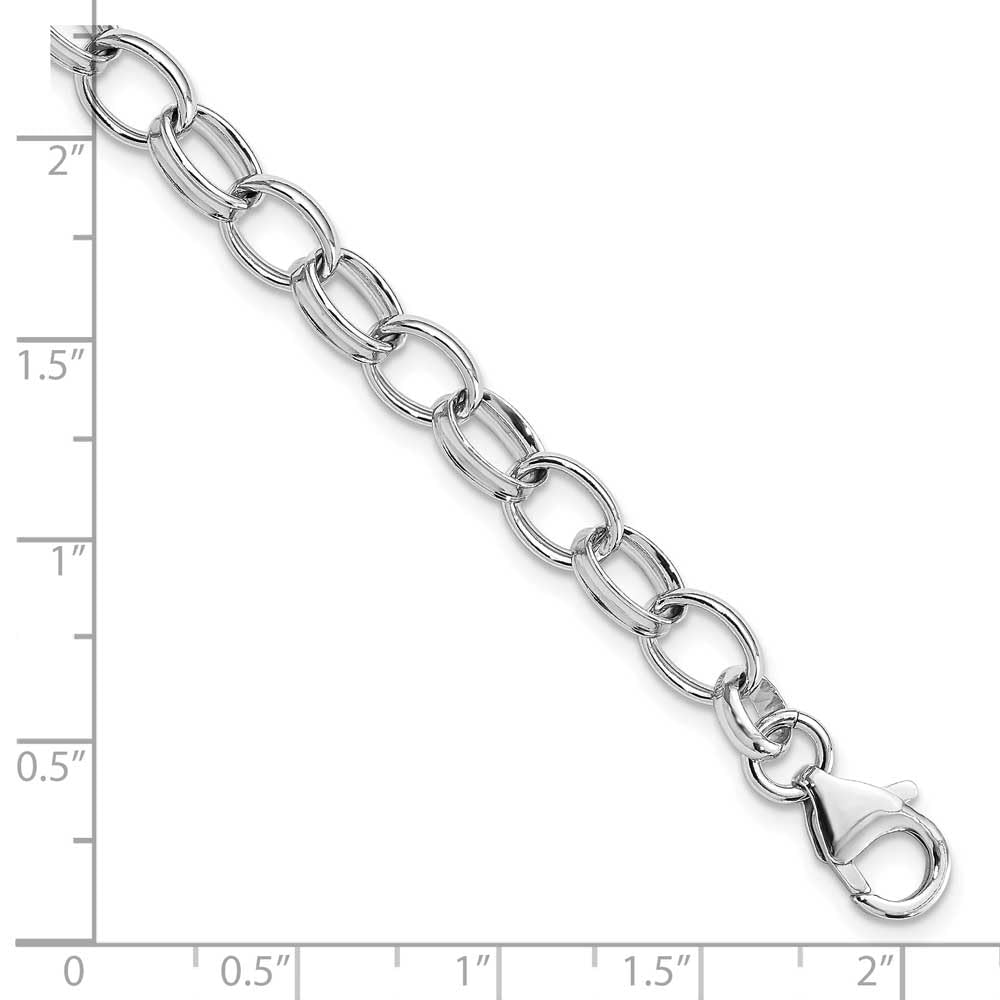 Amore La Vita Sterling Silver Rhodium-plated Polished 5mm 7.5 inch with Fancy Lobster Clasp Charm Bracelet 7.5 inches