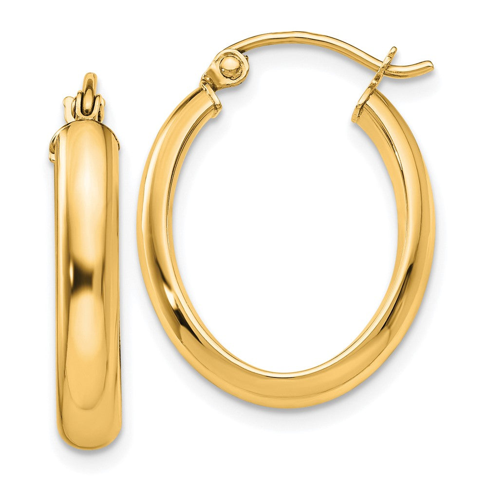 10k Polished 3.75mm Oval Tube Hoop Earrings