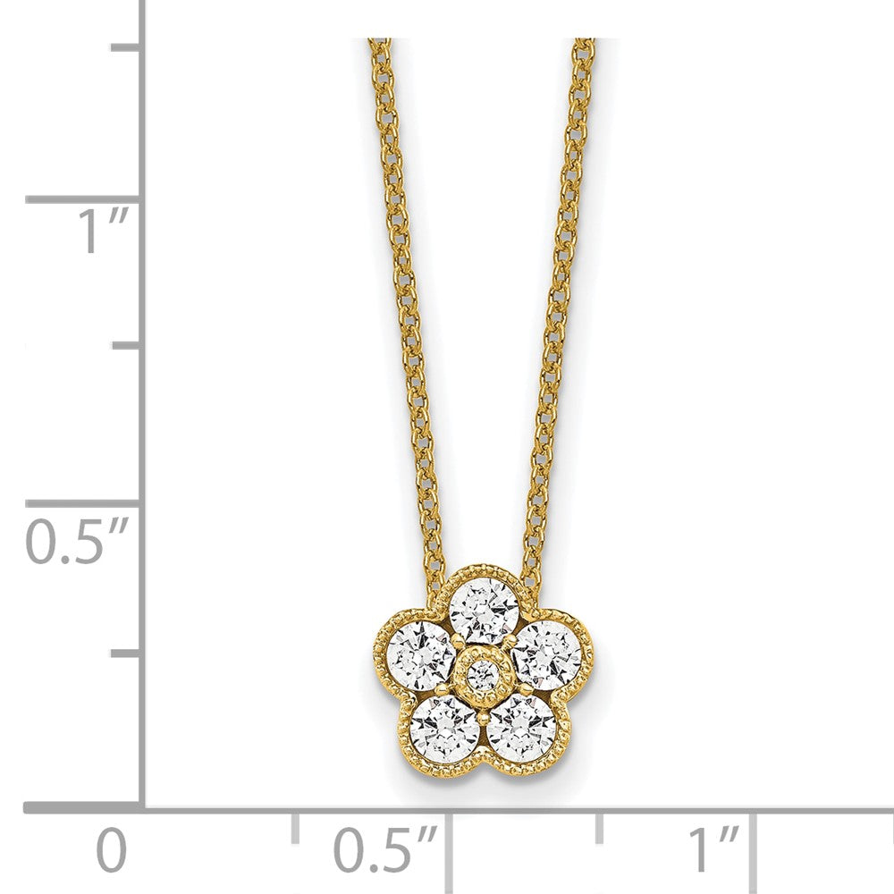 True Origin 14k 1/2 carat Lab Grown Diamond VS DEF 18 inch Floral Pendant Necklace
