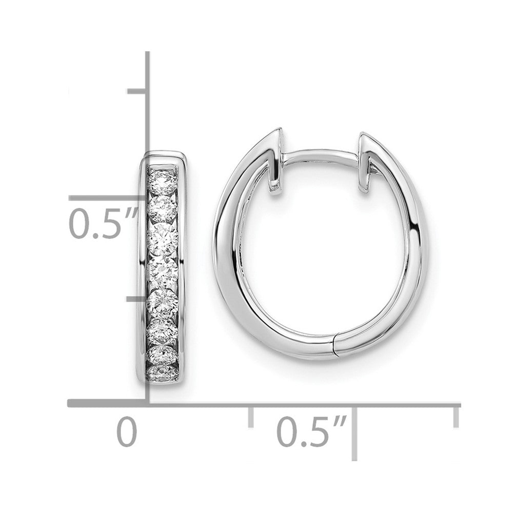 14K White Gold Diamond Hinged Hoop Earrings