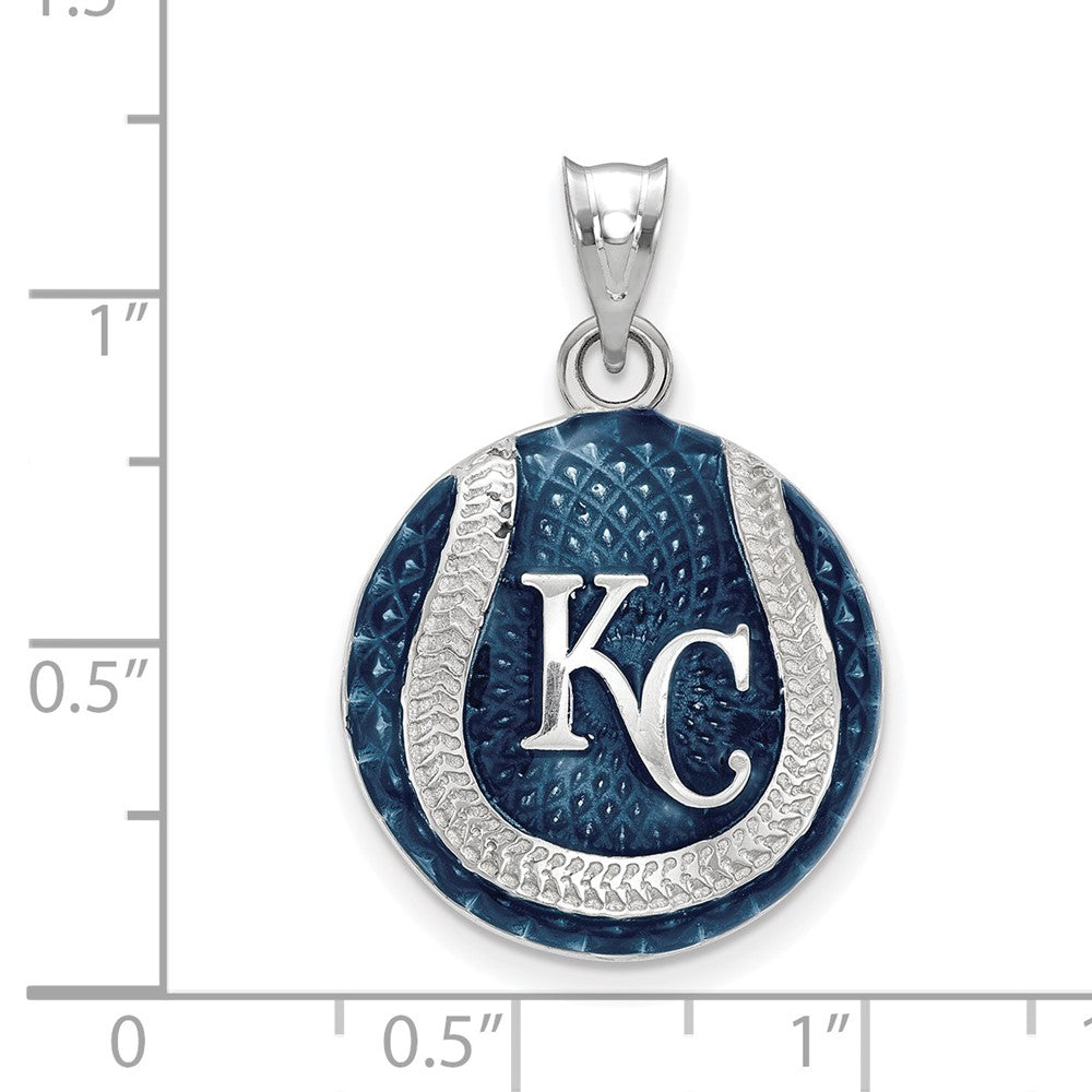SS Rh-pl MLB LogoArt Kansas City Royals KC Staggered Enamel Necklace