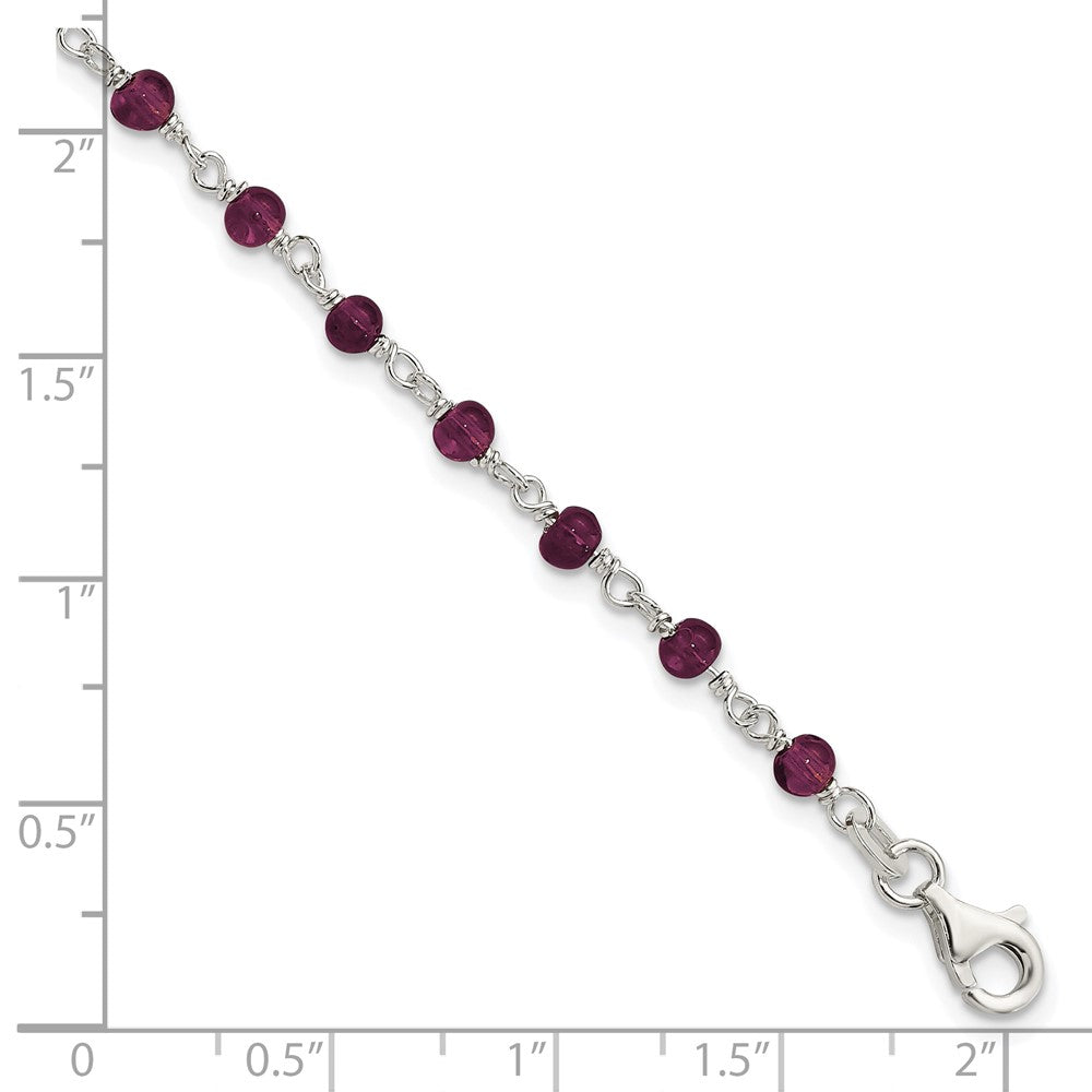Sterling Silver Dark Red CZ Polished Bracelet 7.25 inches