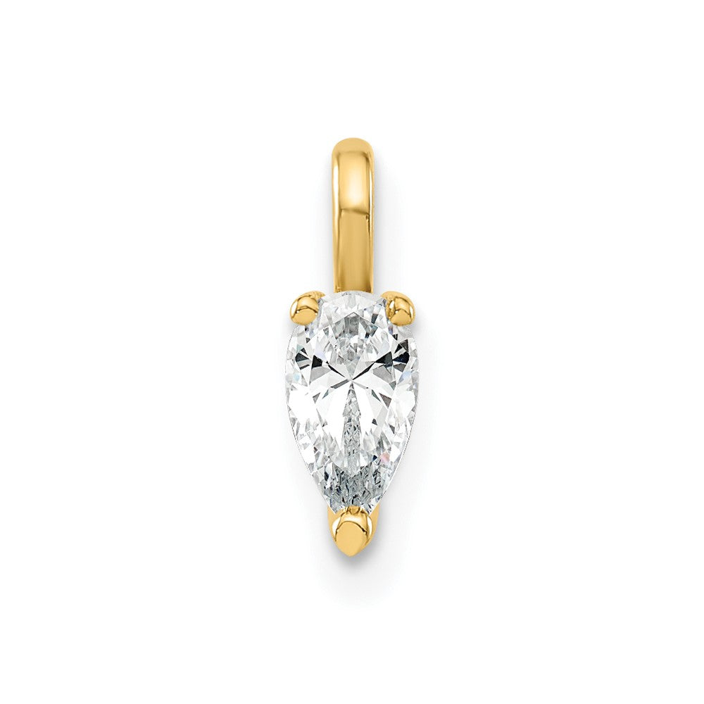 14ky 5.85x3.0mm Pear Lab Grown Diamond VS+ F+ Solitaire Pendant