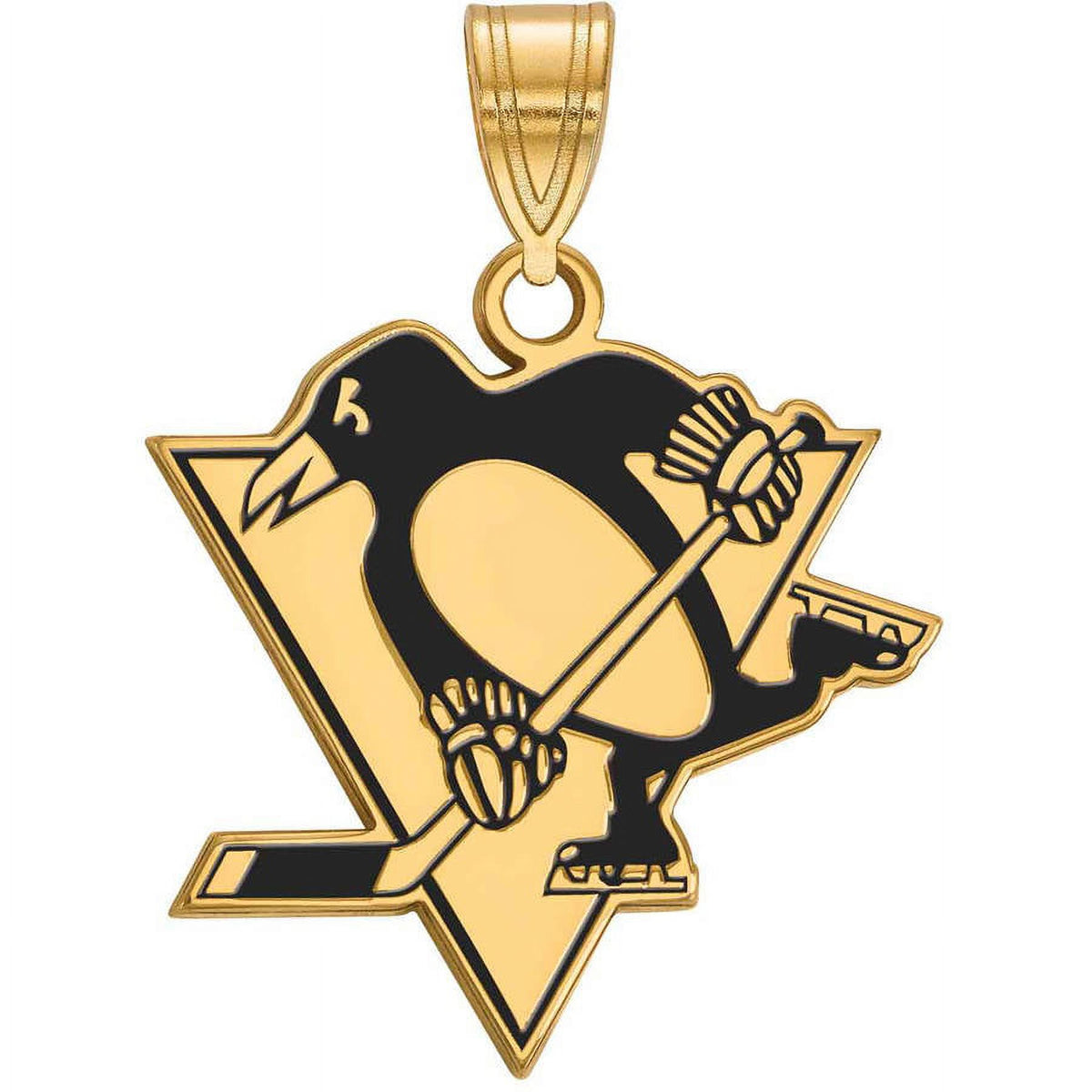 Sterling Silver Gold Plated NHL LogoArt Pittsburgh Penguins Enamel Pendant