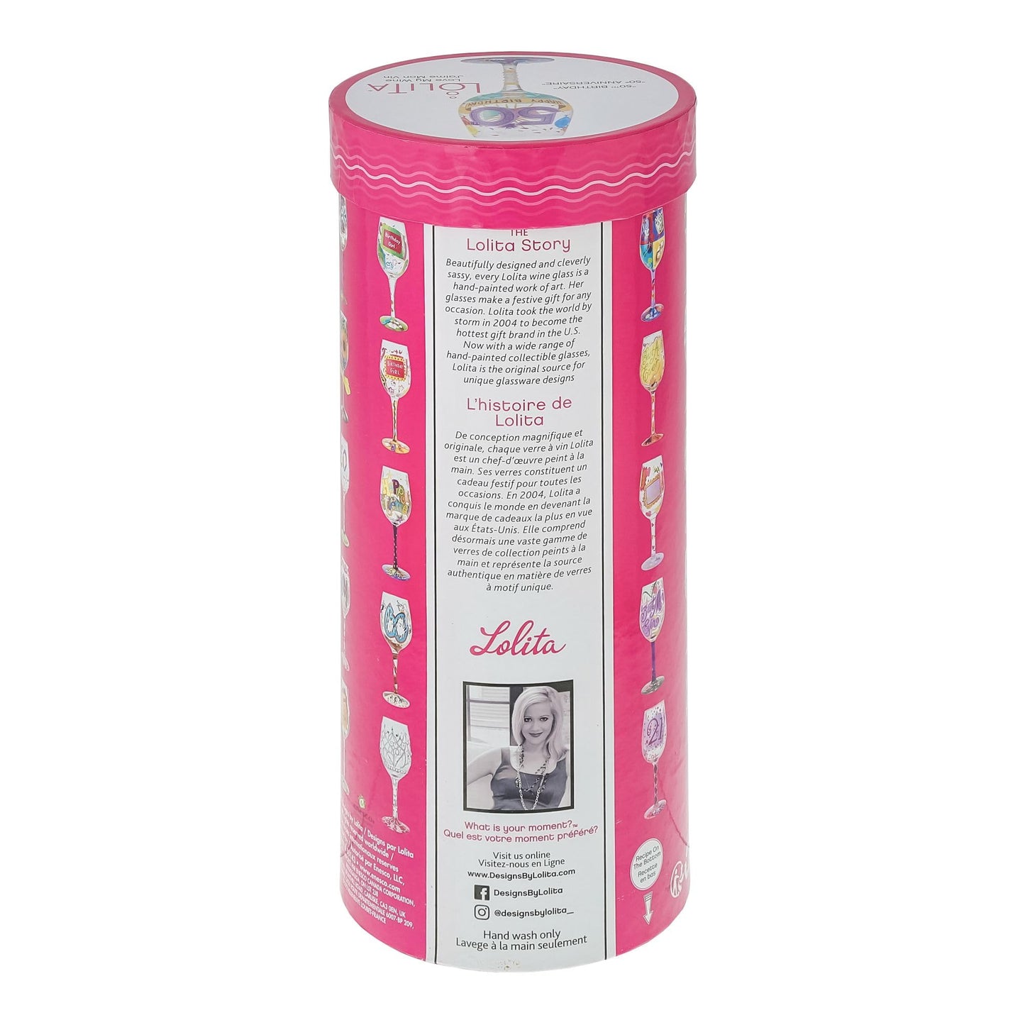 Lolita Happy 50th Birthday Wine Glass 9in H
