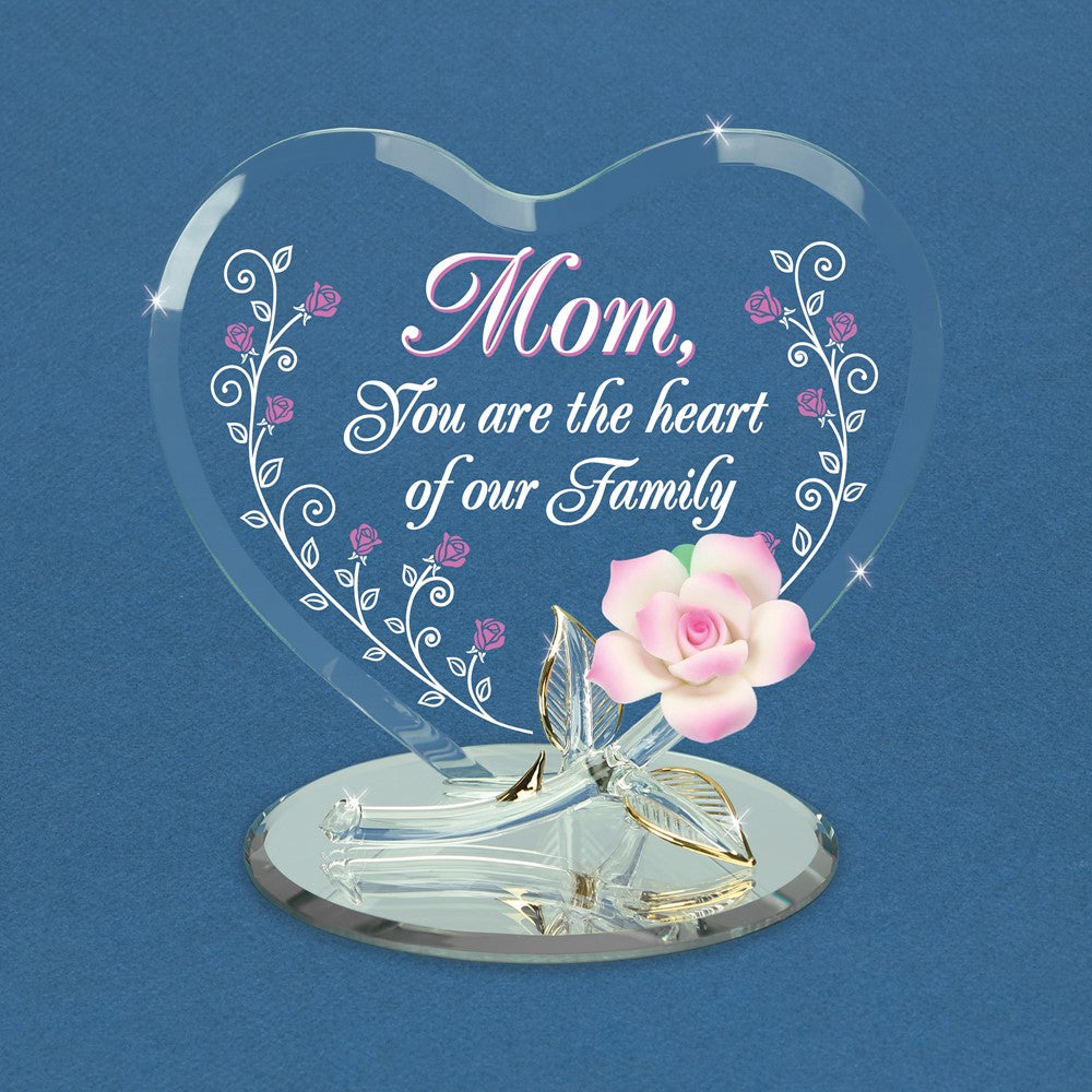 Glass Baron MOM.HEART OF OUR FAMILY with Rose Figurine