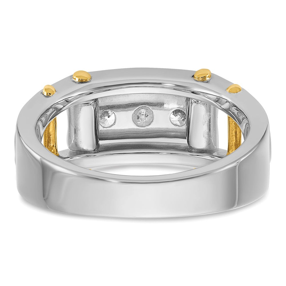IBGoodman 14k Two-tone 1/2 carat Lab Grown Diamond VS/SI+ G+ Three Stone Complete Polished and Cut Out Men's Ring