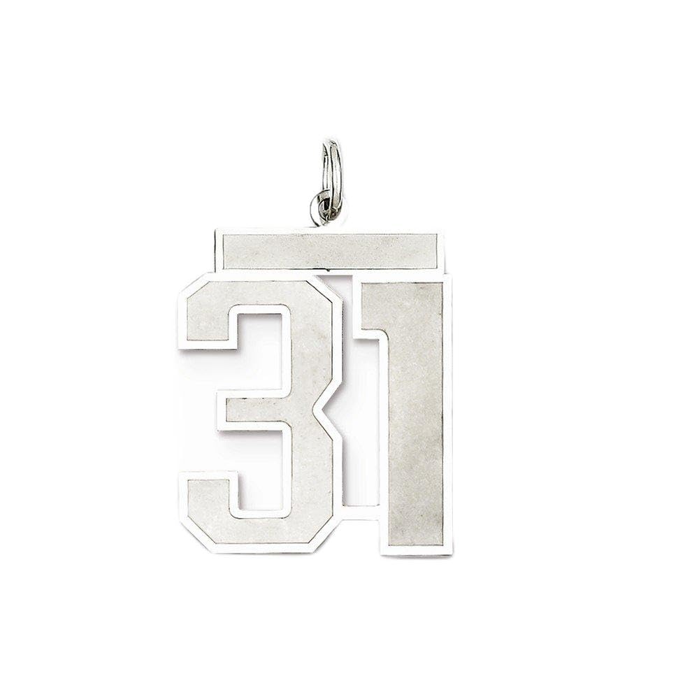 Sterling Silver/Rhodium-plated Satin Number 31 Charm Q-QPP31