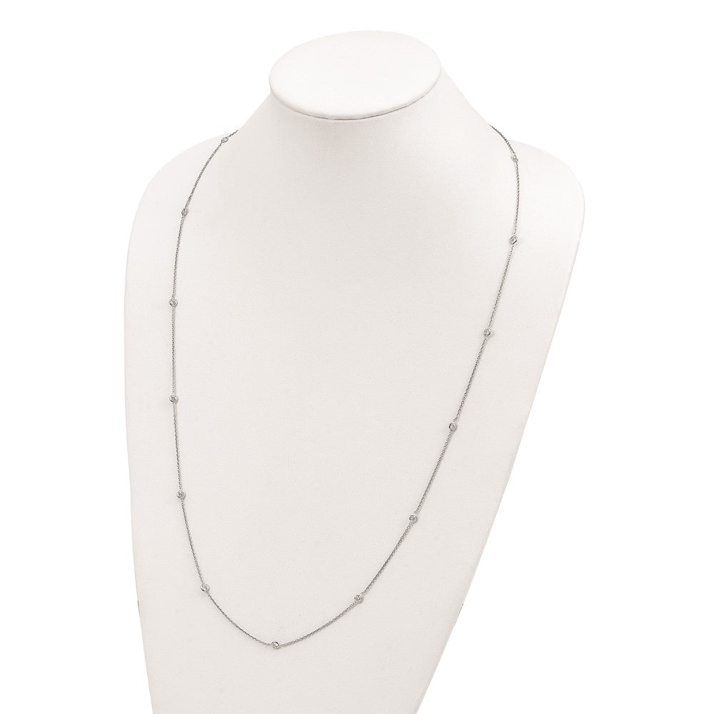Sterling Silver Rhodium-plated CZ 15-Station Necklace 32 Inches