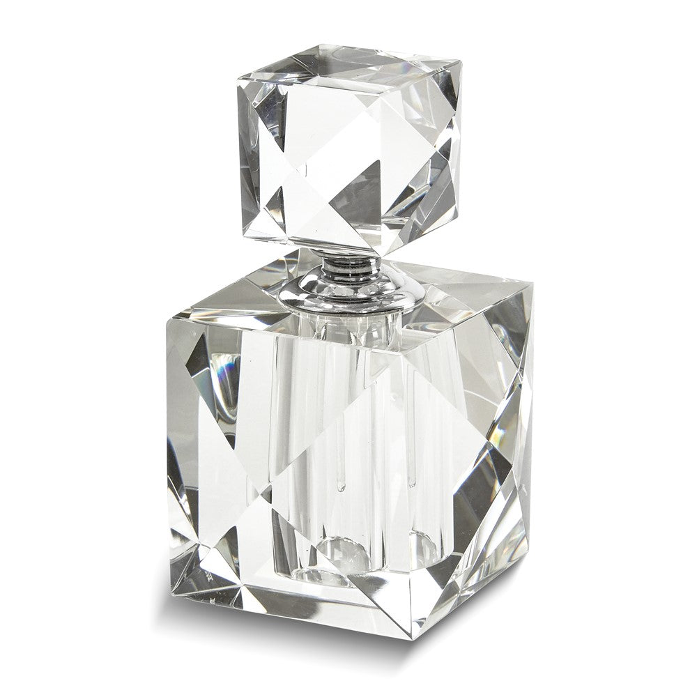 Pyramid Cut Cube Crystal Glass Perfume Bottle