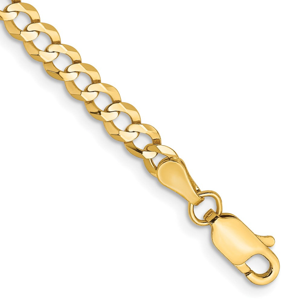 14K 8 inch 3.7mm Lightweight Flat Cuban with Lobster Clasp Bracelet 8 inches