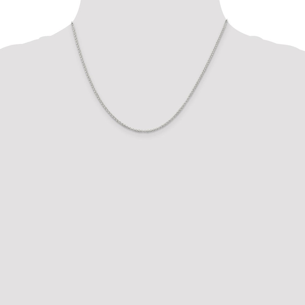Sterling Silver Rhodium-plated 1.5mm Rolo Chain with a 2 inch extention 18 Inches
