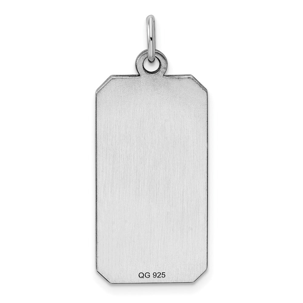 Sterling Silver Rhod-plate Eng. Rect. Polish Front/Satin Back Disc Charm