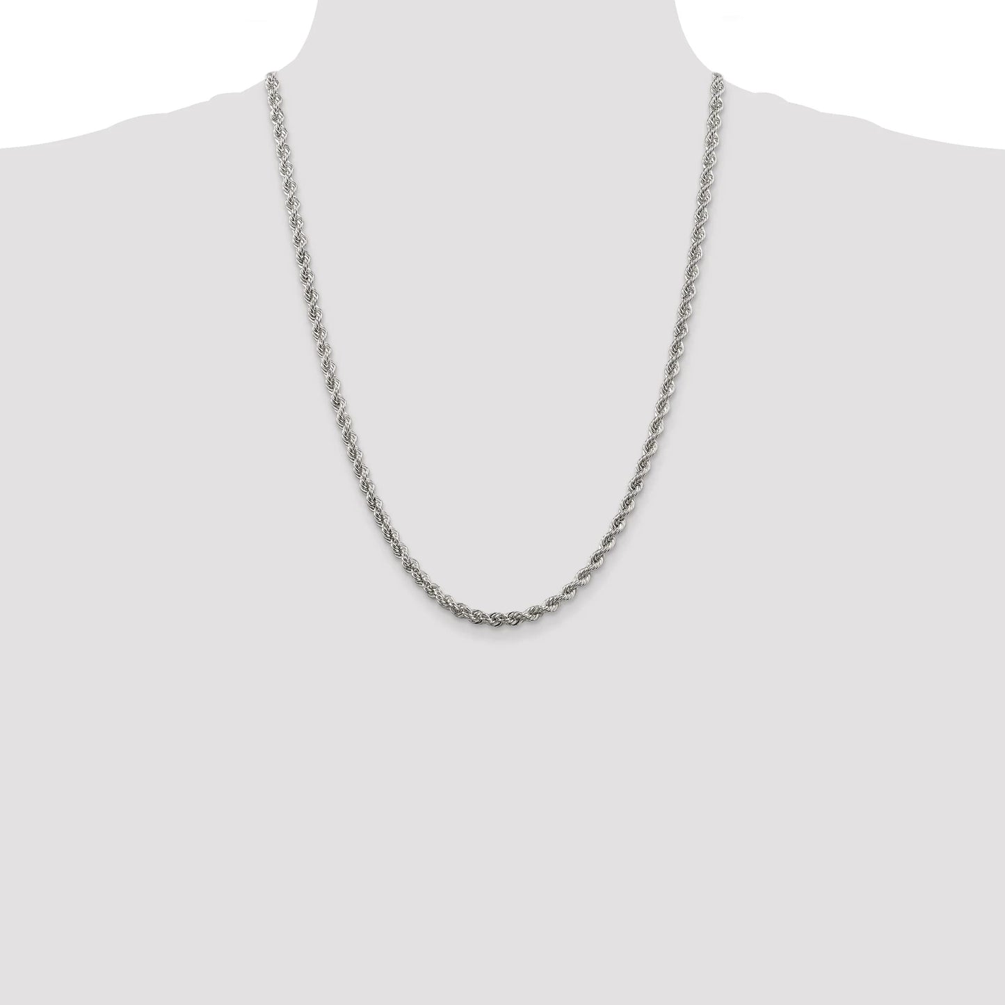 Sterling Silver 4.3mm Solid Rope Chain 9 inches