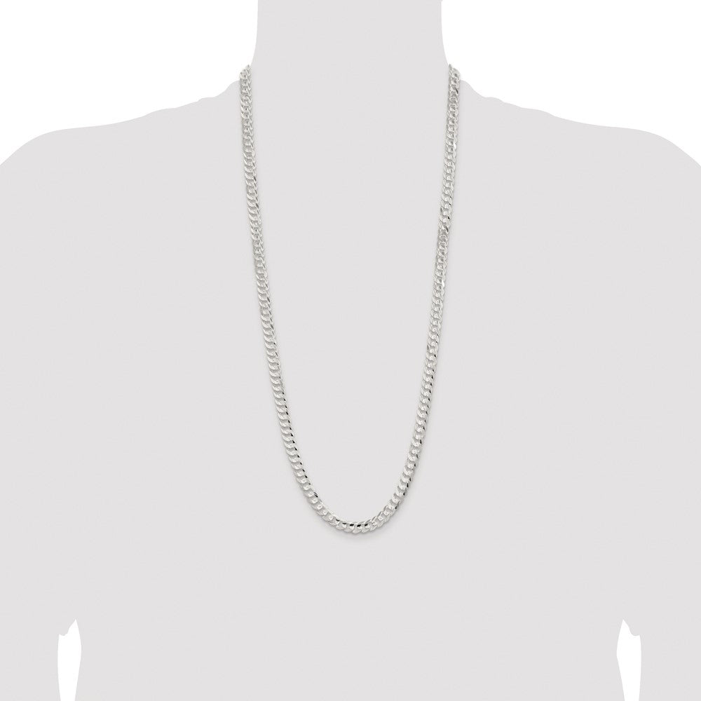 Sterling Silver Rhodium-plated 6.75mm Concave Beveled Curb Chain