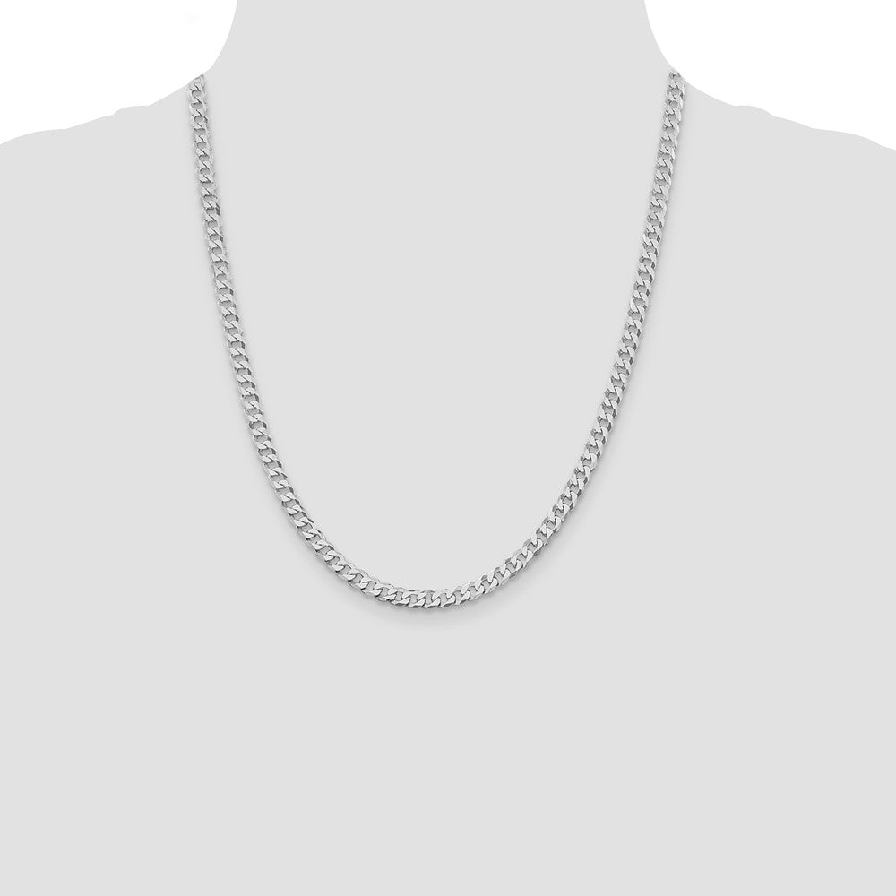 Sterling Silver Rhodium-plated 5mm Beveled Curb Chain 22 Inches