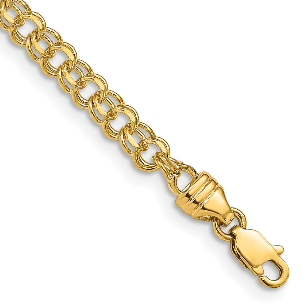 14k 7in 3.75mm Solid Double Link Charm Bracelet 7 inches
