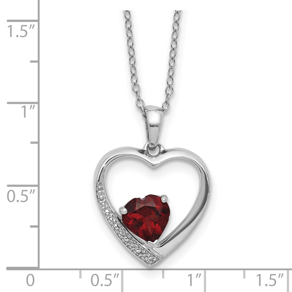 SS Garnet & Diamond Pend w/ Chain