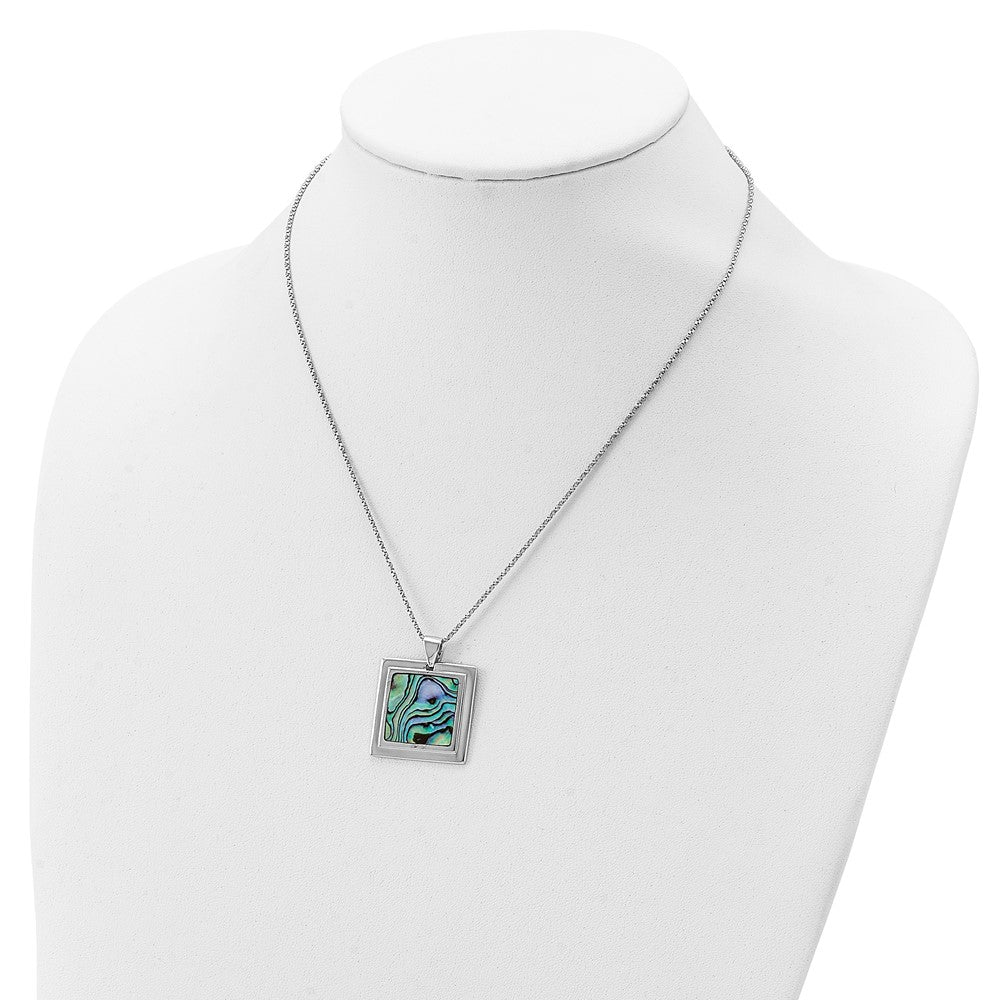 Sterling Silver Rhodium-plated Abalone Pendant Necklace 18 Inches