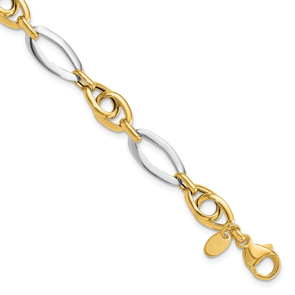 14k Two-Tone Polished Fancy Link Bracelet 7.75 inches