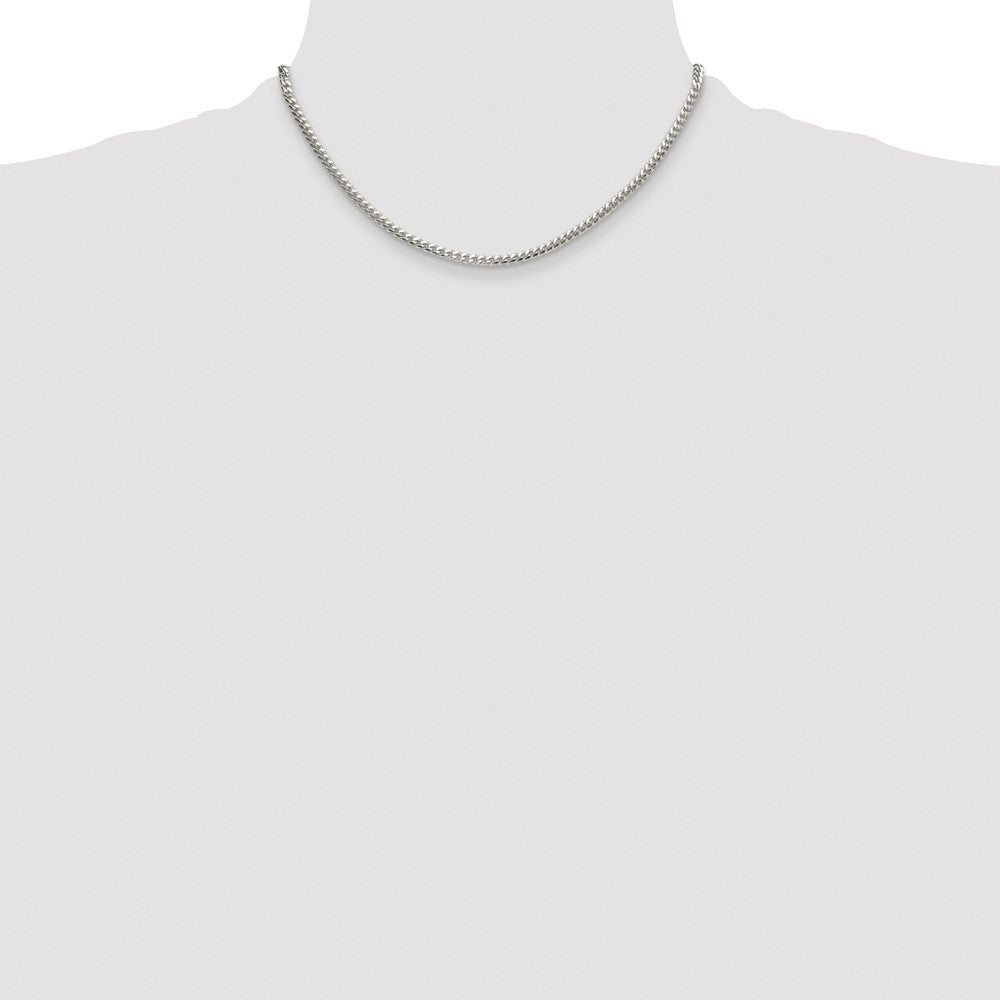 Sterling Silver Rhodium-plated Polished 3.4mm Domed Curb Chain