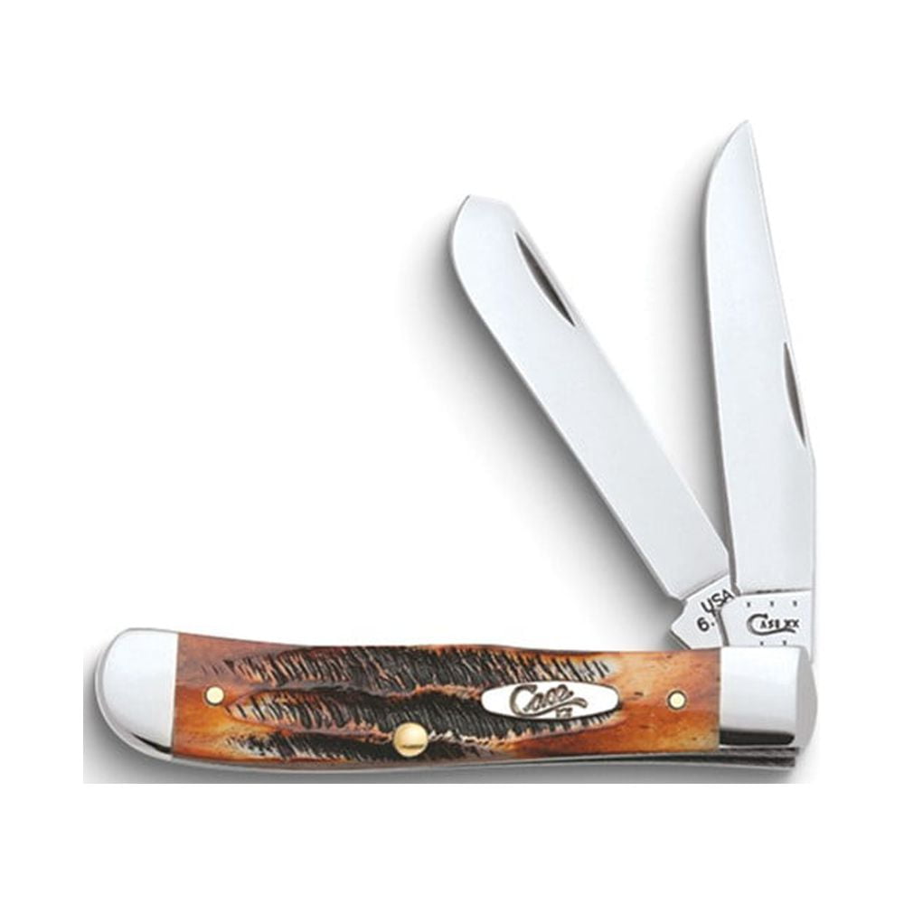 Case Bone Stag Handle Trapper Pocket Knife with Tru-Sharp Stainless Steel Blades QGM13766