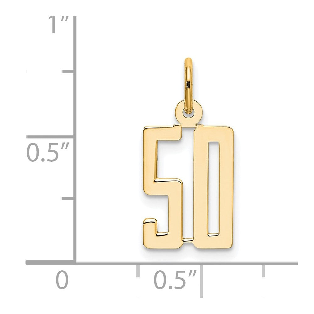 14k Small Elongated Number 50 Charm