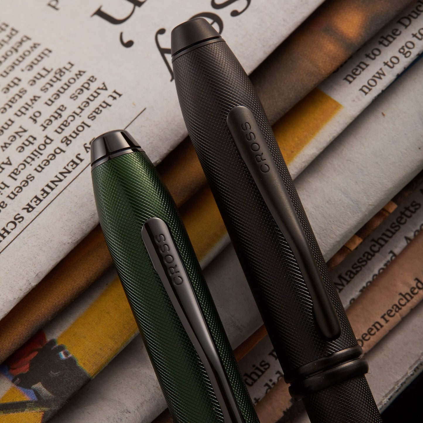 Cross Townsend Midnight Green Micro Knurled and Sandblasted Matte Black PVD w/Matte Black PVD Appointmen's Selectip Rollerball Pen