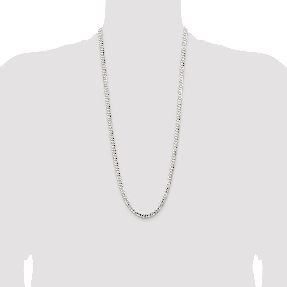Sterling Silver Rhodium-plated 5.65mm Concave Beveled Curb Chain