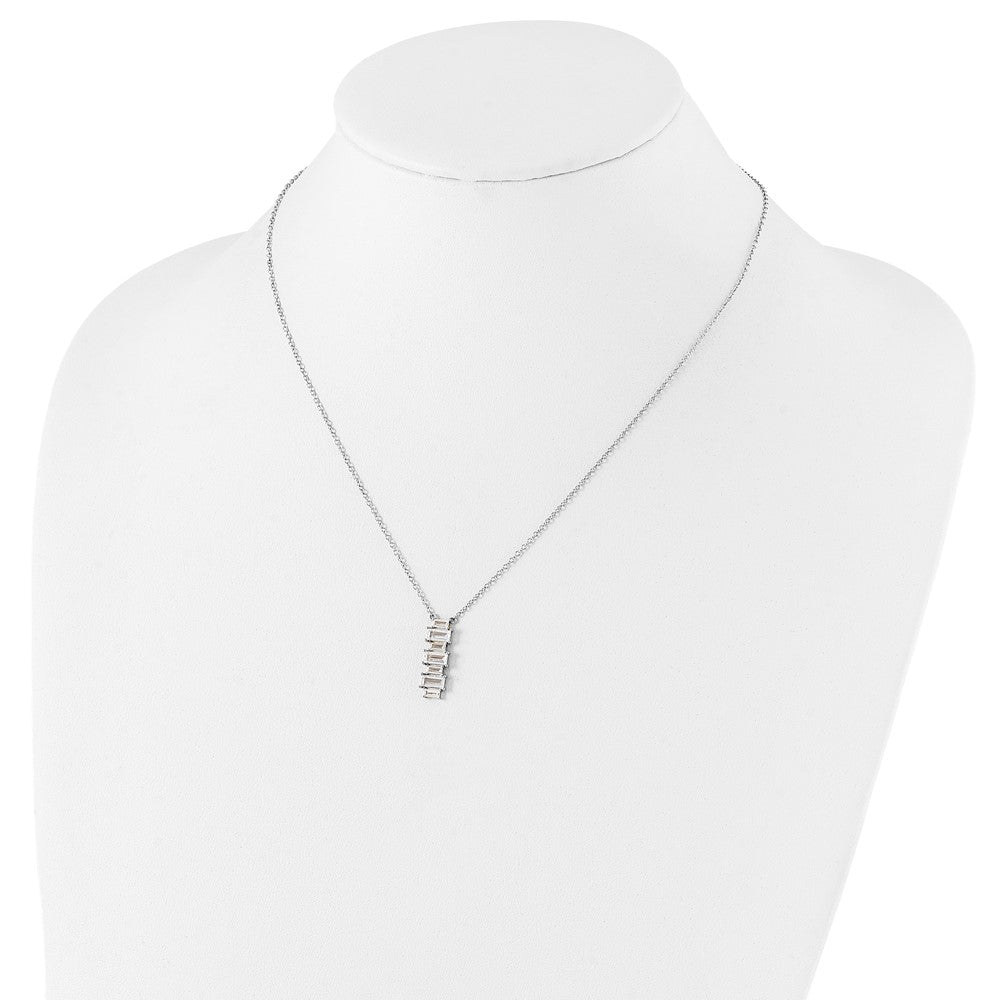 Cheryl M Sterling Silver Rhodium-plated Emerald-cut CZ Vertical Bar 18 Inch Necklace
