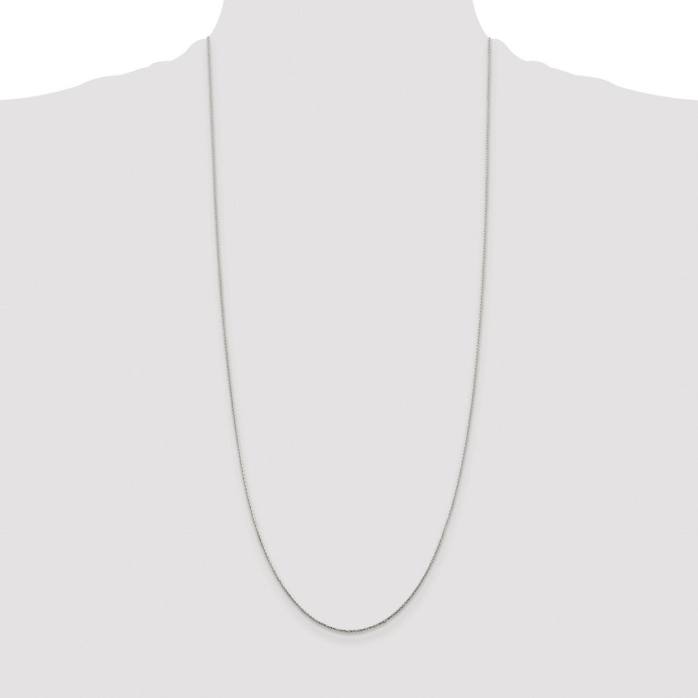 Sterling Silver Rhodium-plated .85mm Diamond-cut Round Spiga Chain