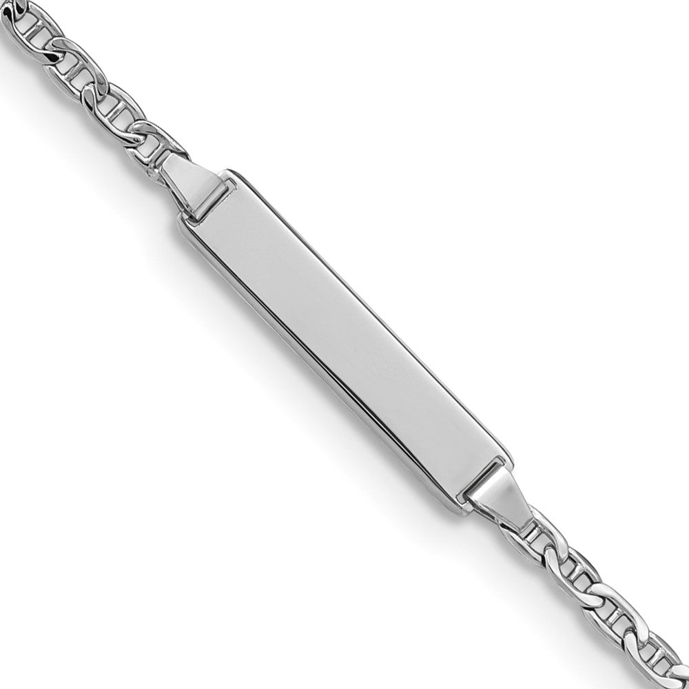 14k WG Semi-Solid Anchor Link ID Bracelet 6 inches