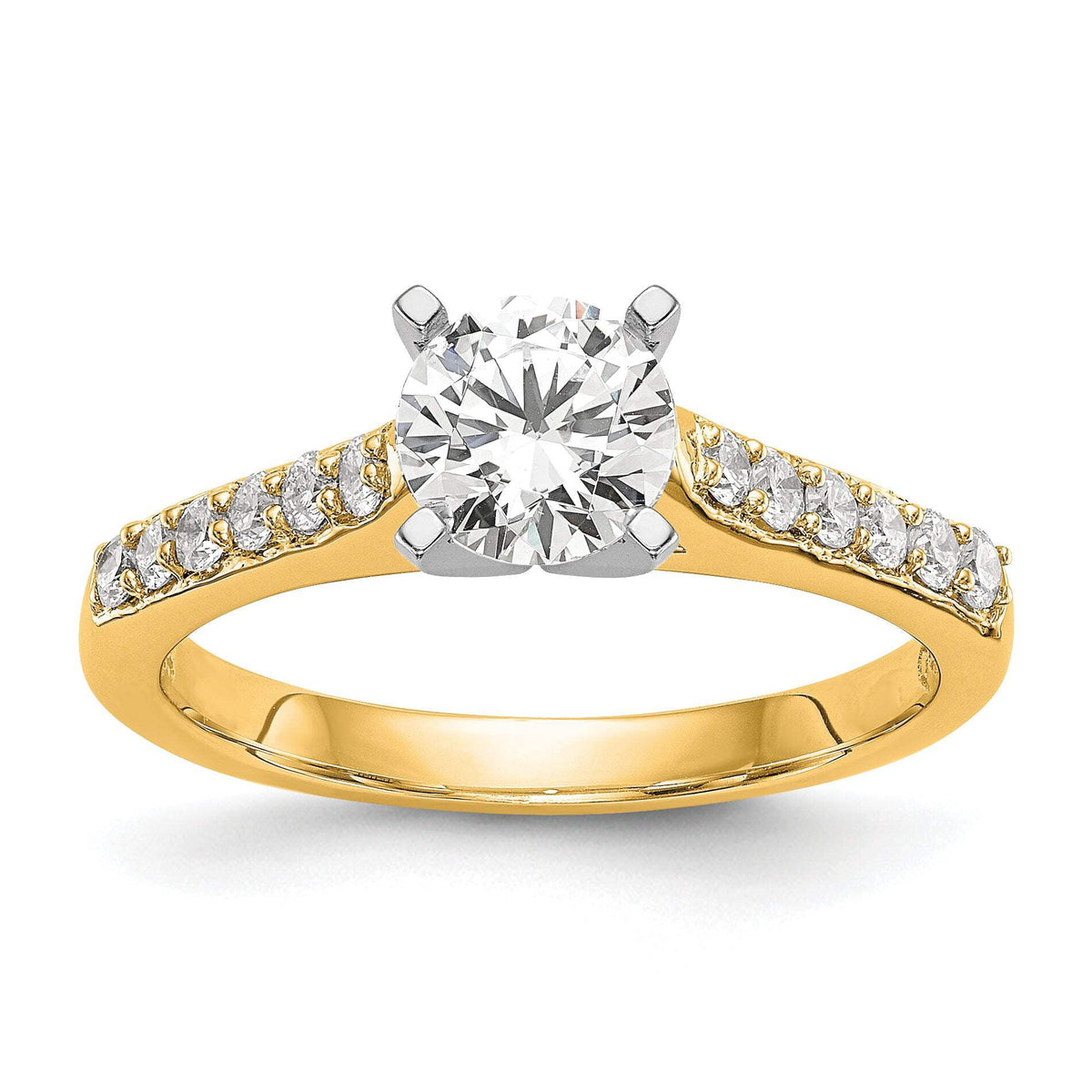 14k Two Tone 1/4 carat Lab Grown Diamond VS/SI+ G+ Semi Mount Peg Set Engagement Ring