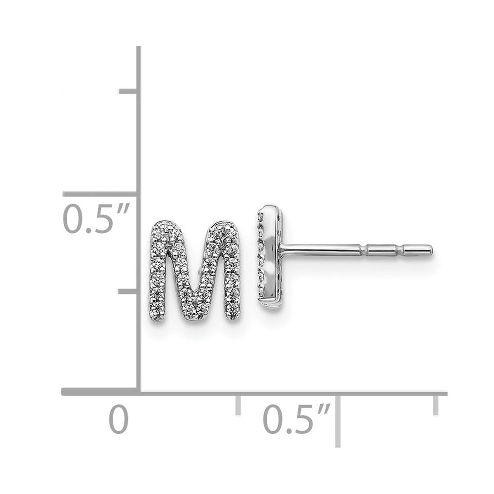 14k White Gold Diamond Initial M Earrings