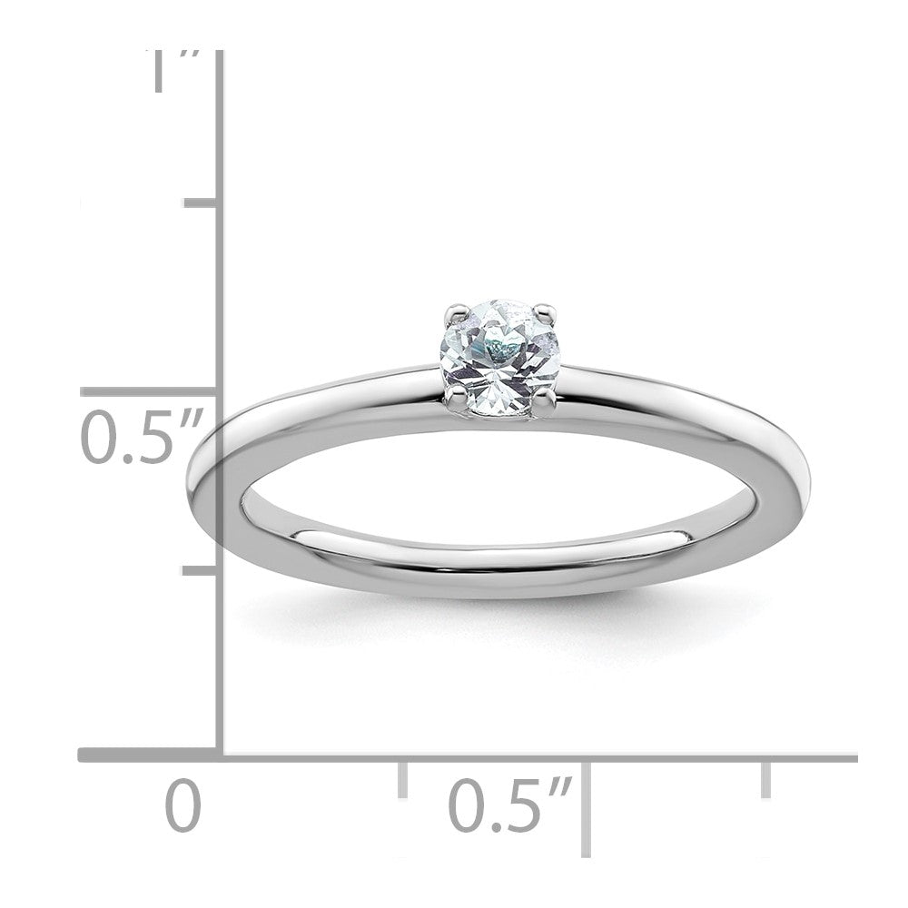 Sterling Silver Stackable Expressions Rhodium Aquamarine Ring