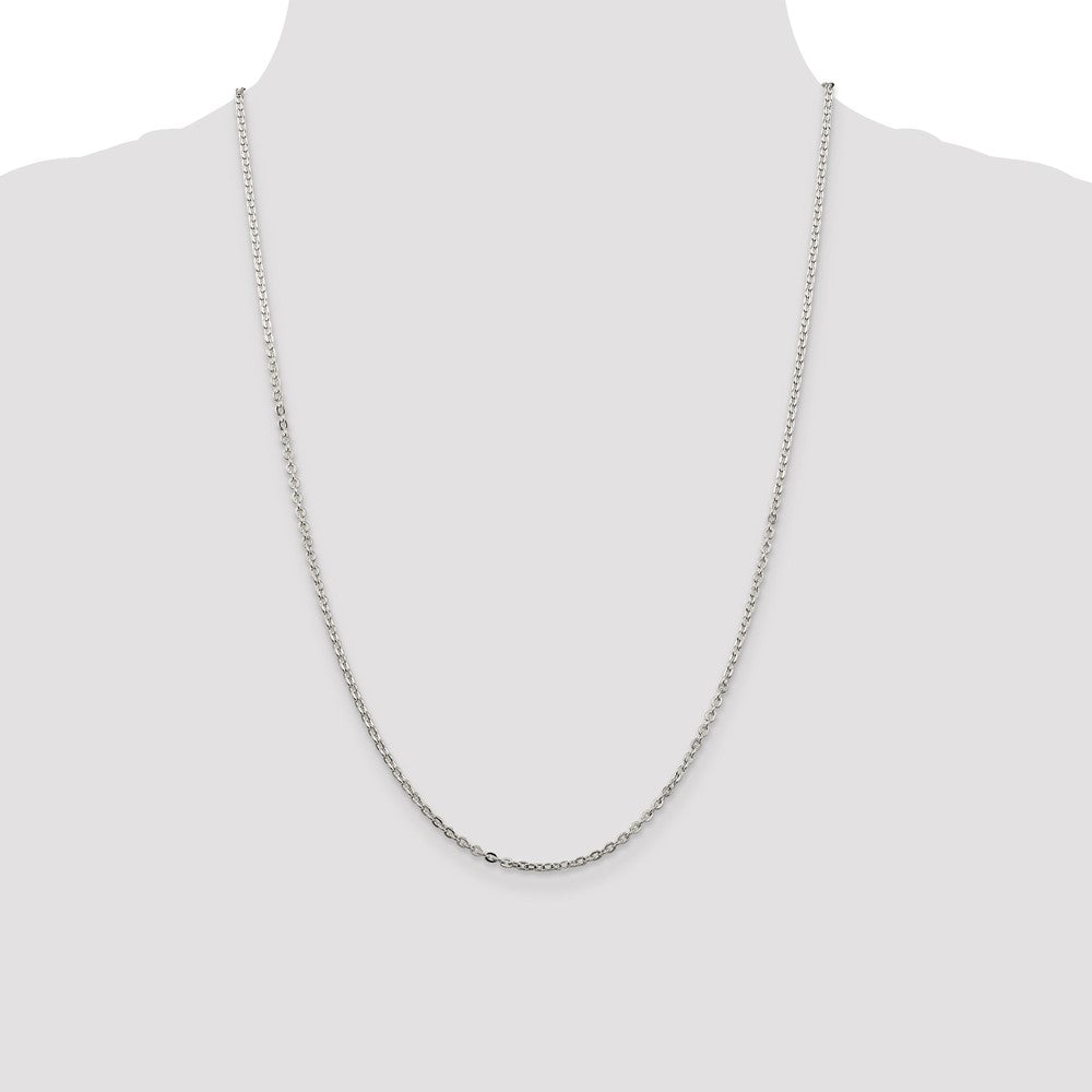 Sterling Silver 2mm Flat Link Cable Chain 24 Inches