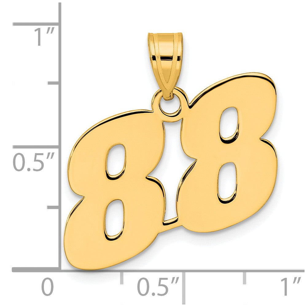 14k Polished Block Number 88 Pendant