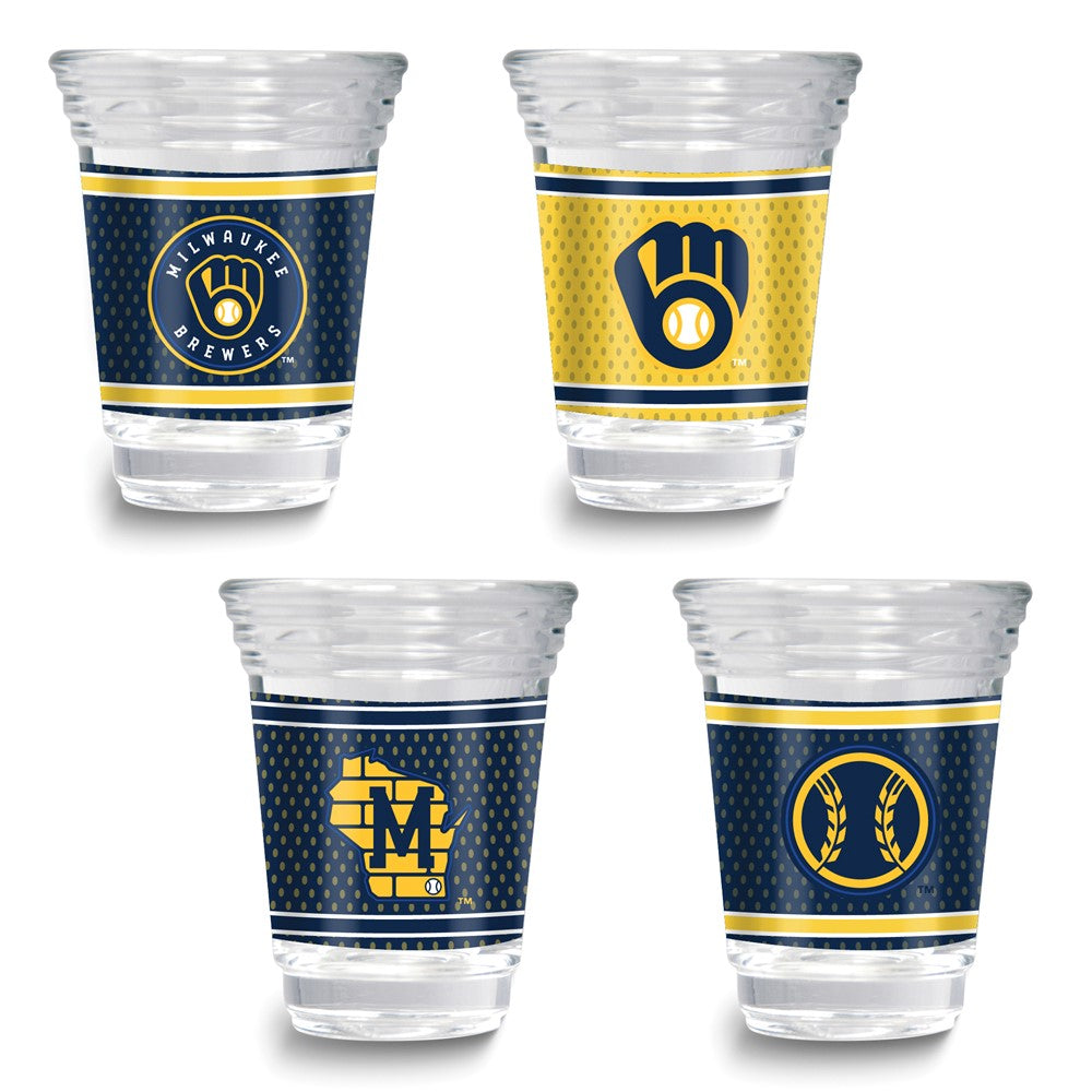 MLB Milwaukee Brewers 4-piece 2 oz. Shot Glass Set