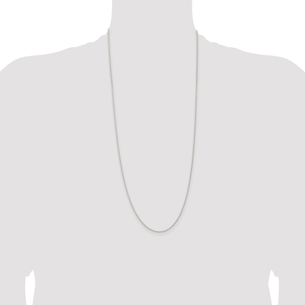 Sterling Silver Rhodium-plated 1.3mm Solid Rope Chain