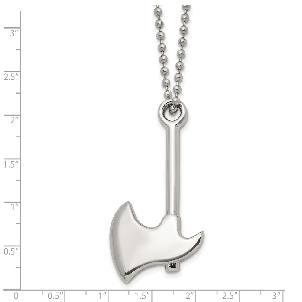 Stainless Steel Polished Hatchet 22 inch Necklace