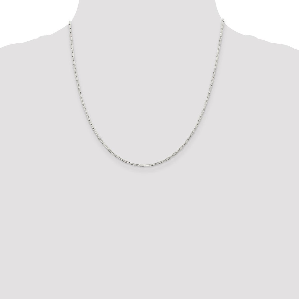 Sterling Silver 2mm Elongated Open Link Chain 20 Inches