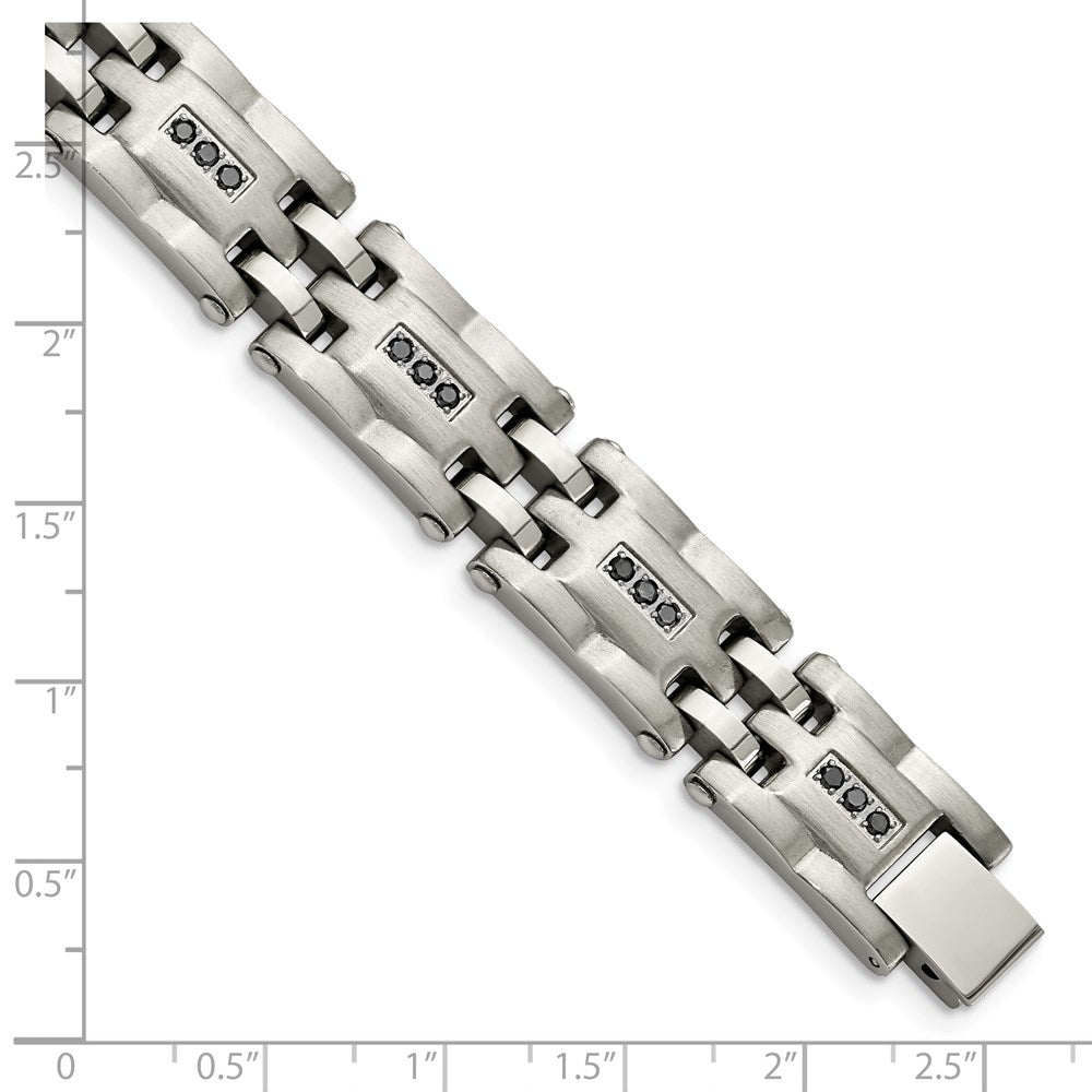 Stainless Steel Brushed and Polished 3/4ct tw. Diamond 8.5in Bracelet 8.5 inches